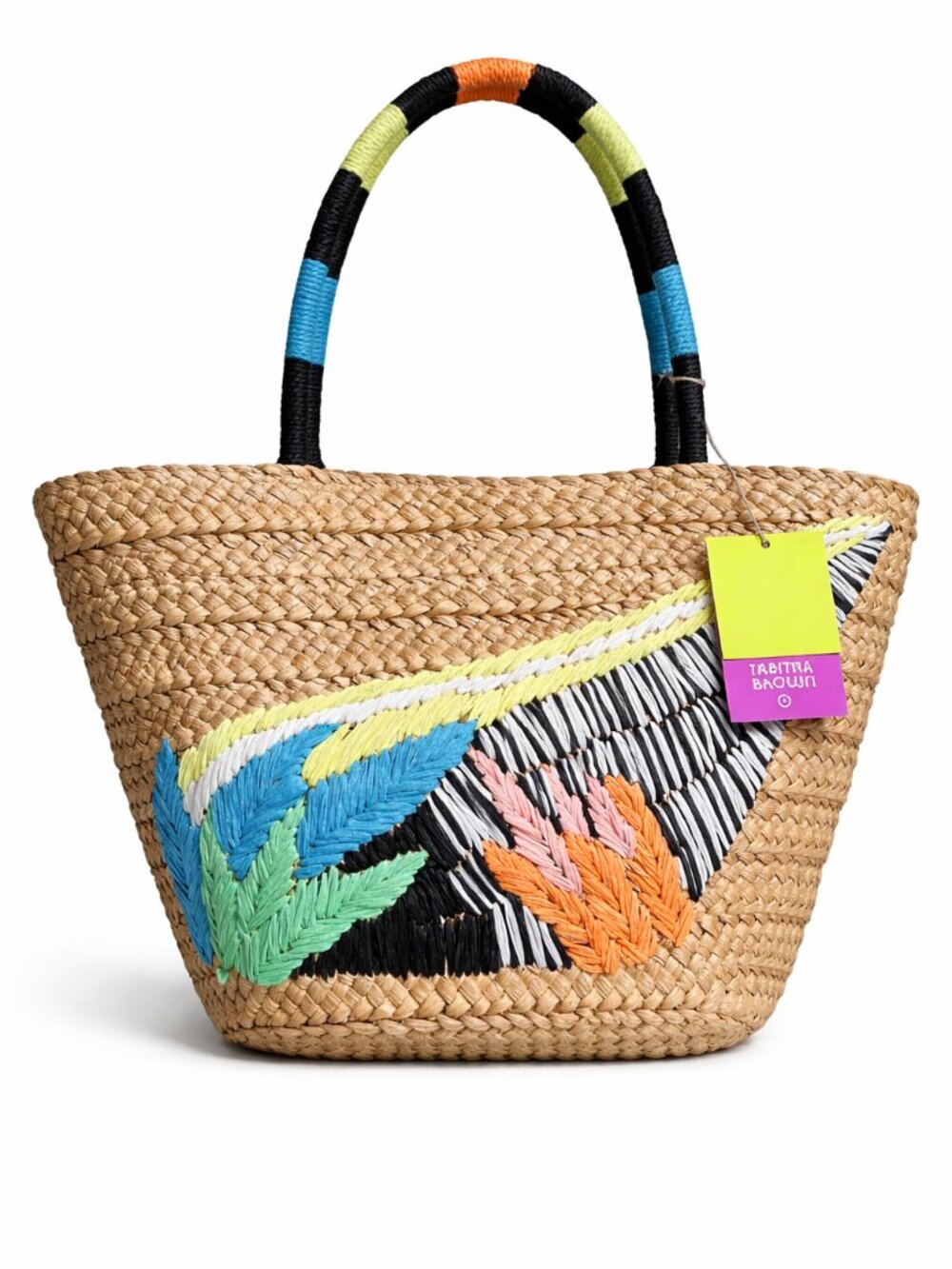 Tabitha Brown x Target Abstract Botanical Woven Straw Tote Brown Bag Handbag NWT